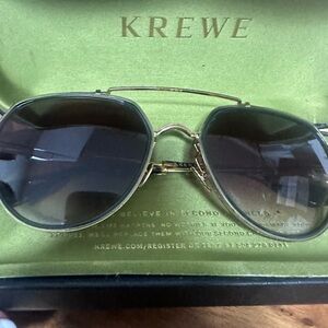 KREWE Baker 12k Gold Aviator Sunglasses with Dark Lenses- green frames- unisex